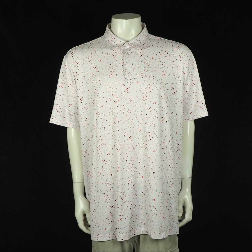 Adidas Flag Print Golf Polo Shirt Mens 2XL XXL White AOP Performance Tech Blend